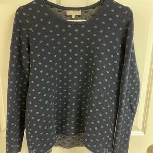 Benedetta B. Merino Wool/Cashmere Blend Navy Polka Dot Sweater